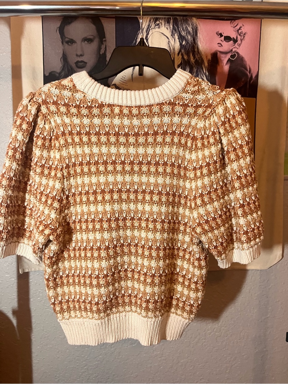 Universal Thread Brown Cream Striped Knit Sweater Women’s Large - Picture 2 of 4